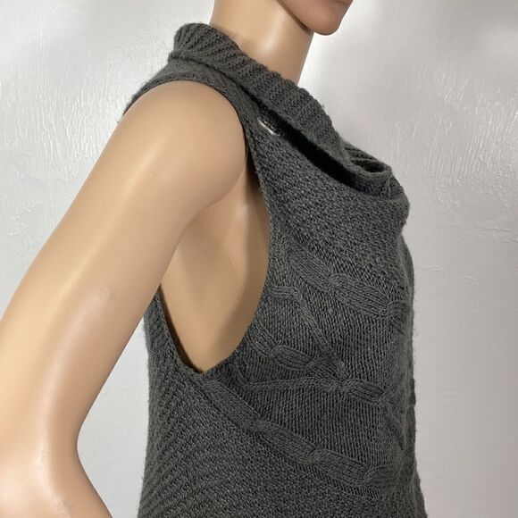 Marble Gray Mohair Blend Longline Button Closure Vest - Picture 5 of 11